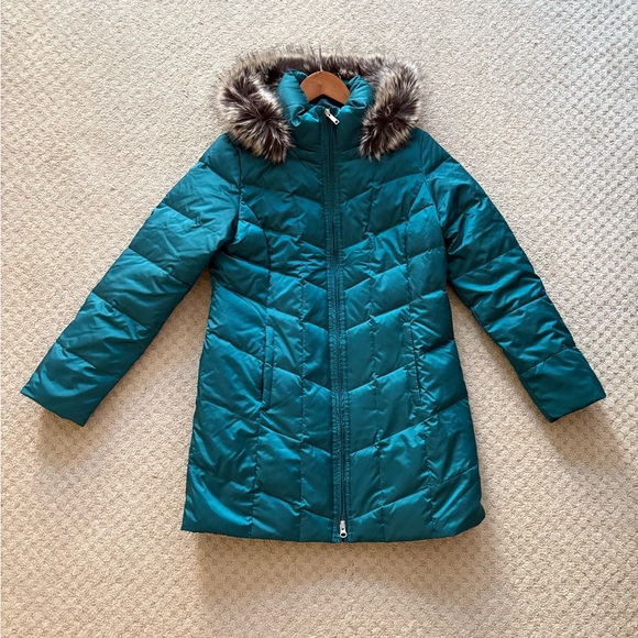 Lands End teal puffer coat jacket - Picture 2 of 7